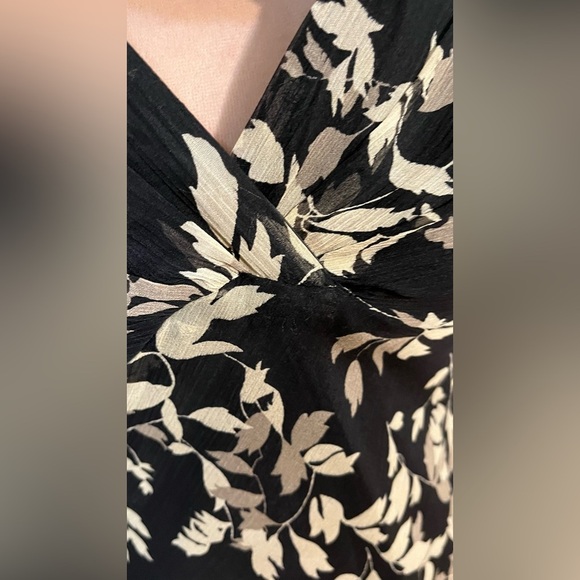 Jones New York Black Floral Baby Doll VTG   Silk Grudge Y2K Sheath Midi Dress 4 - Picture 8 of 15